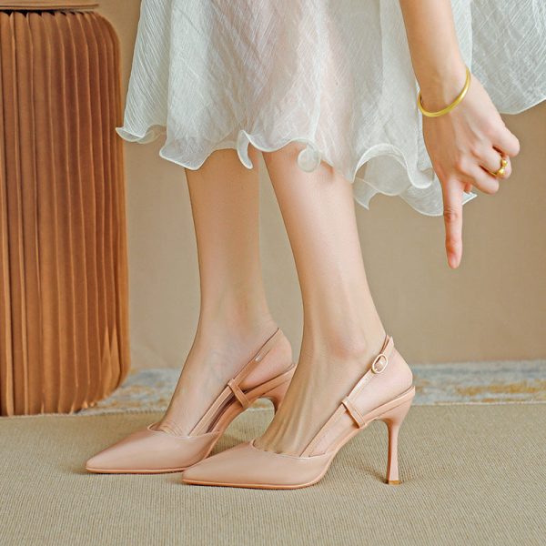 Pointed Toe High Heeled Sandals Patent Leather Women's Shoes - Image 7