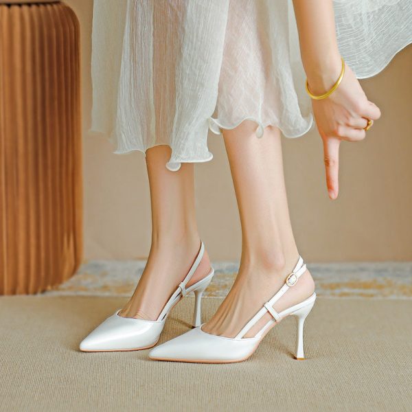 Pointed Toe High Heeled Sandals Patent Leather Women's Shoes - Image 9