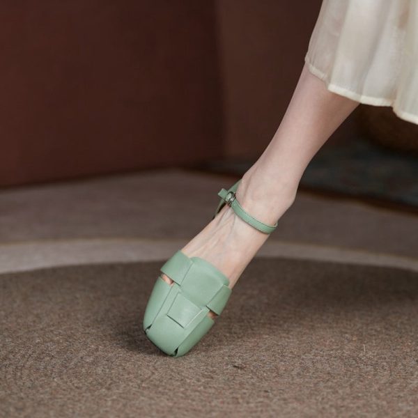 Summer Leather Sandals Dress Shoes Weave Closed Sandals Women - Image 10