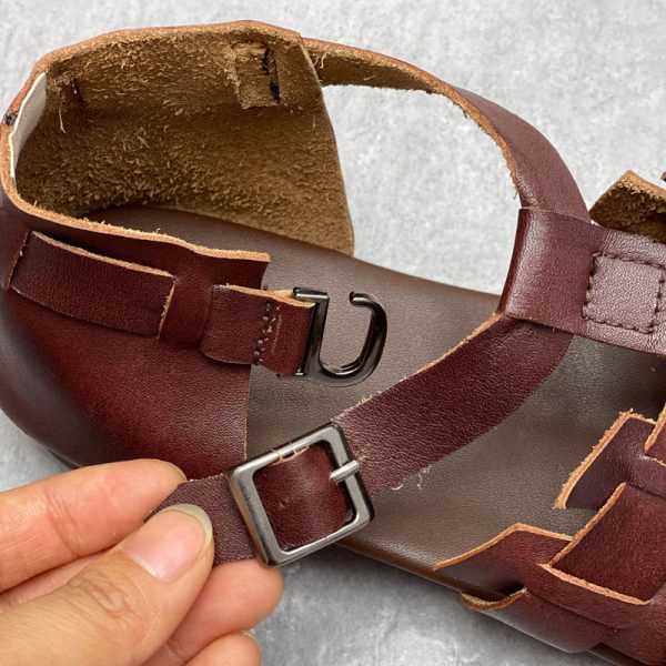 Womans Genuine Leather Woven Closed Toe Fisherman Sandals - Image 9