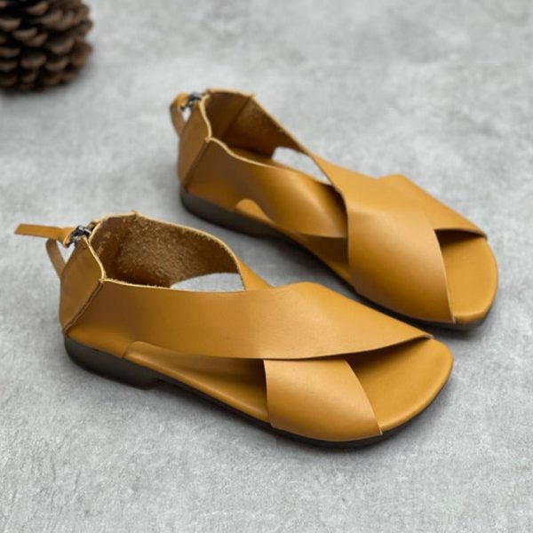 Summer Handmade Leather Cross-Strap Sandals for Women Shoes - Image 6