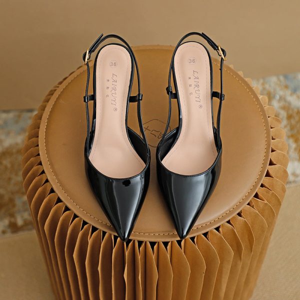 Pointed Toe High Heeled Sandals Patent Leather Women's Shoes - Image 15