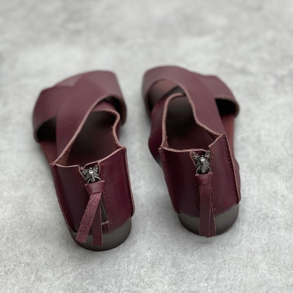 Summer Handmade Leather Cross-Strap Sandals for Women Shoes - Image 9