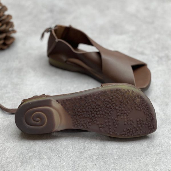 Summer Handmade Leather Cross-Strap Sandals for Women Shoes - Image 3