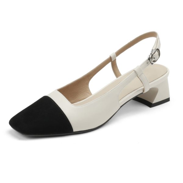 Leather Slingback Heels for Women Strap Closed Toe - Image 15