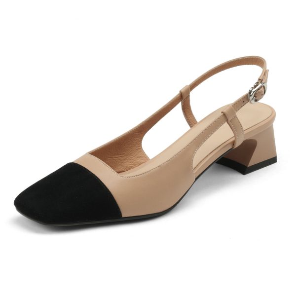 Leather Slingback Heels for Women Strap Closed Toe - Image 16