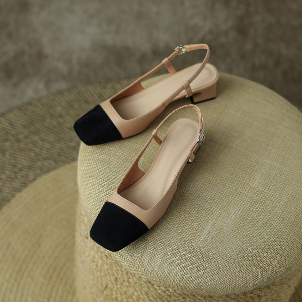 Leather Slingback Heels for Women Strap Closed Toe - Image 6