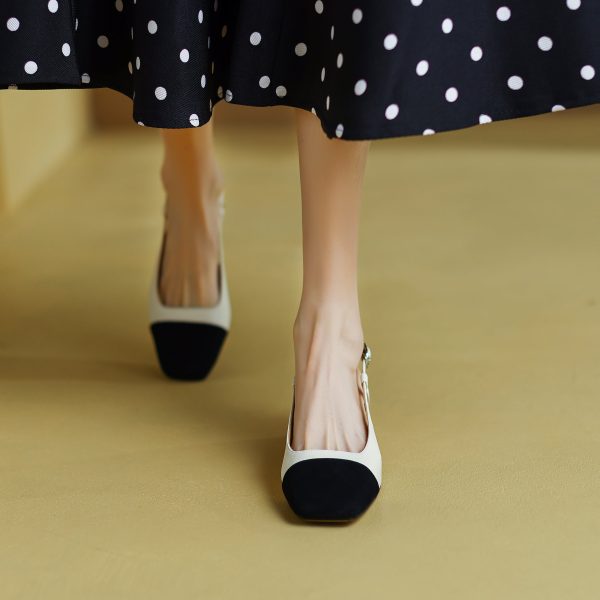 Leather Slingback Heels for Women Strap Closed Toe - Image 11