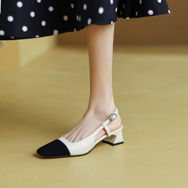 Leather Slingback Heels for Women Strap Closed Toe - Image 13