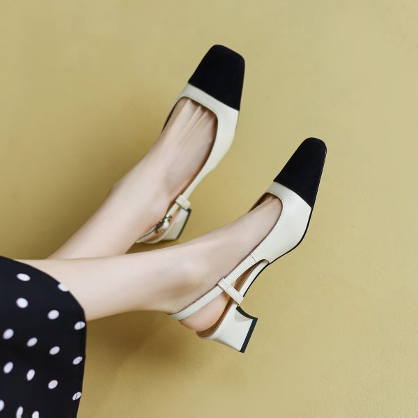 Leather Slingback Heels for Women Strap Closed Toe - Image 12