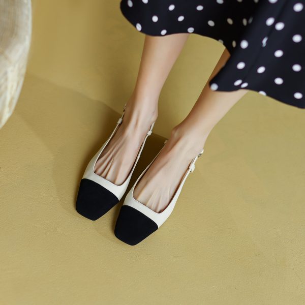 Leather Slingback Heels for Women Strap Closed Toe - Image 14