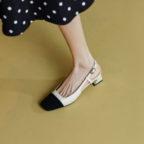 Leather Slingback Heels for Women Strap Closed Toe - Image 2