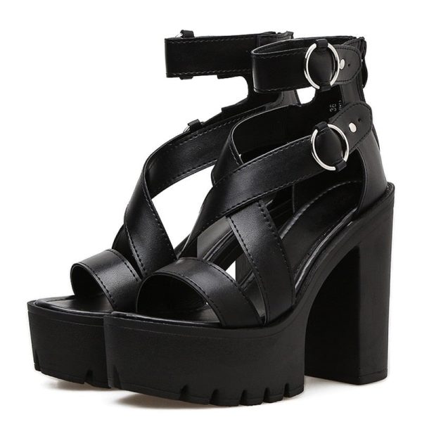 Women Chunky Heel Gladiator Platform Anti-Slip Ankle Sandals - Image 3