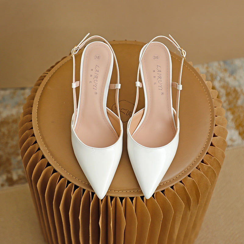 Pointed Toe High Heeled Sandals Patent Leather Women’s Shoes